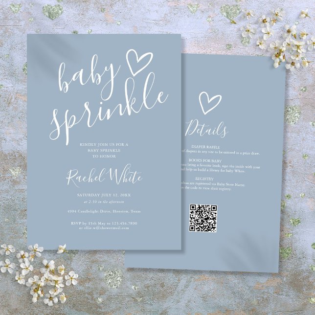 Invitation Dusty Blue Boy All In One Baby Sprinkle Douche (Dusty Blue Boy All In One Baby Sprinkle Shower Invitation)