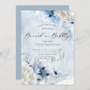 Invitation Dusty Blue Brunch Bubbly Anniversaire