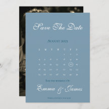 Dusty Blue Calendar Enregistrer la date avec la ph