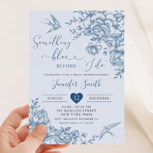 Invitation Dusty Blue Chinoiserie Vintage Floral Bridal