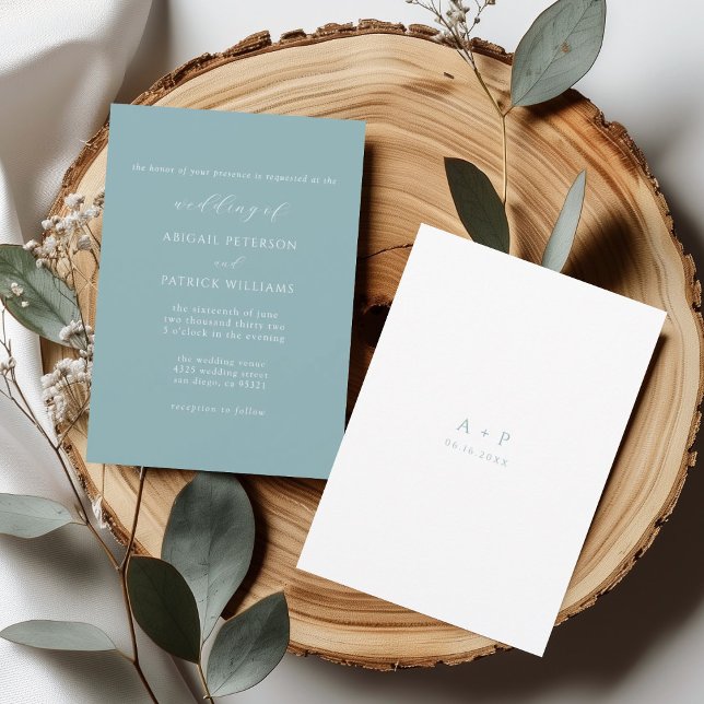 Invitation Dusty Blue Classic Minimal Mariage (Créateur téléchargé)