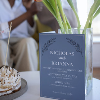 Invitation Dusty Blue Classic Minimaliste moderne Boho Mariag