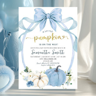 Invitation Dusty Blue Coquette Baby shower Citrouille d'autom