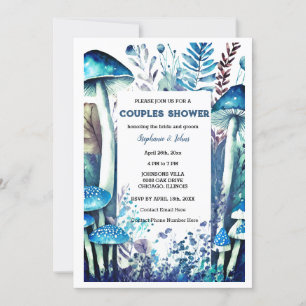 Invitation Dusty Blue Couple Douche Champignon Mariage de boi
