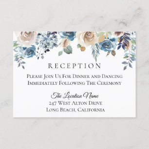 Invitation Dusty Blue Cream Floral Mariage Réception