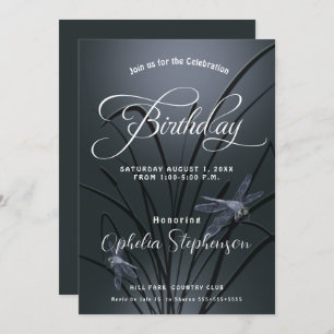 Invitation Dusty Blue Dragonfly Anniversaire
