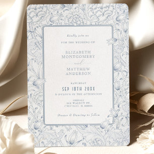 Invitation Dusty Blue Elegance Tulips & Chrysanthemum