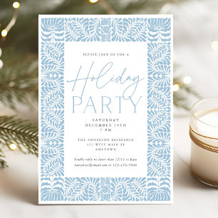 Invitation Dusty Blue Elegant Arts Artisanat Style Fête de Va