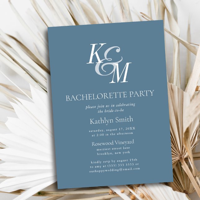 Invitation Dusty Blue Élégant Classic Bachelorette Party (Créateur téléchargé)