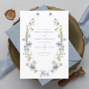Invitation Dusty Blue Elegant Garden Vintage Mariage