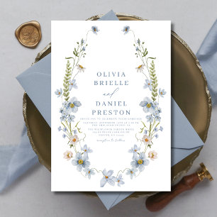 Invitation Dusty Blue Elegant Garden Vintage Mariage