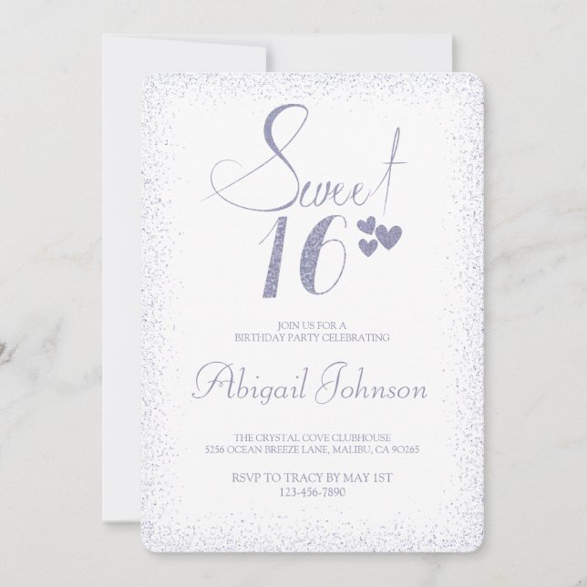 Invitation Dusty Blue Elegant Girls Sweet 16 Anniversaire (Devant)