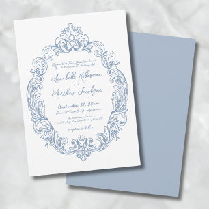Invitation Dusty Blue Elegant Romantique Ornate Vintage Maria