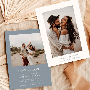 Invitation Dusty Blue Enregistrer la date Photo Enregistrer l