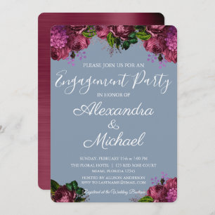 Invitation Dusty Blue et Cranberry Burgundy
