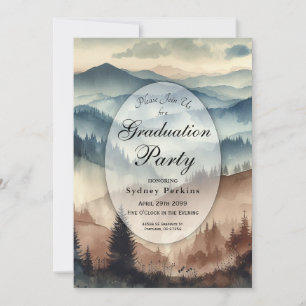Invitation Dusty Blue et Mocha Montagnes Brown Graduation