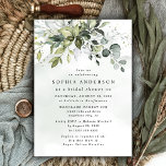 Invitation Dusty Blue Eucalyptus<br><div class="desc">Le design présente un bouquet de verdure aquarelle,  d'eucalyptus et un succulent sur une aquarelle bleu poussiéreuse. Le design comporte également des taches d'or peint (imprimé) et de vert. Voir le lien de collection sur cette page pour voir tous les éléments correspondants dans cette belle conception.</div>