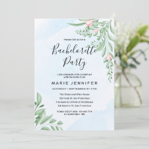 Invitation Dusty Blue Eucalyptus Green Bachelorette Party