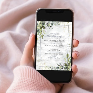 Invitation Dusty Blue Eucalyptus Green Photo Succulente