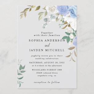 Invitation Dusty Blue Eucalyptus Greenery Mariage succulent