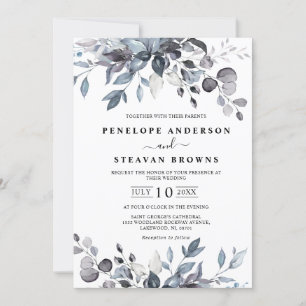 Invitation Dusty Blue Eucalyptus Mariage de verdure