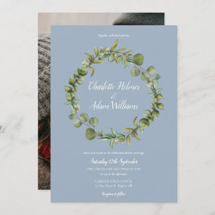 Invitation Dusty Blue Eucalyptus Mariage de verdure Photo