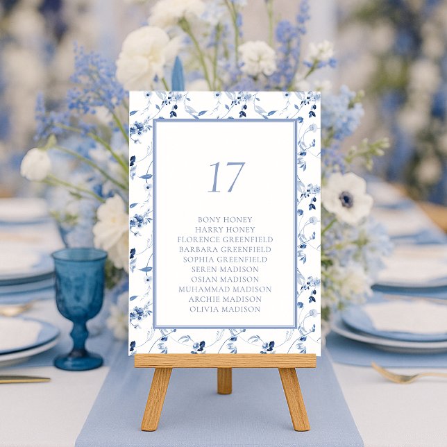 Invitation Dusty Blue Fine Art Floral Table Seating Card (Créateur téléchargé)