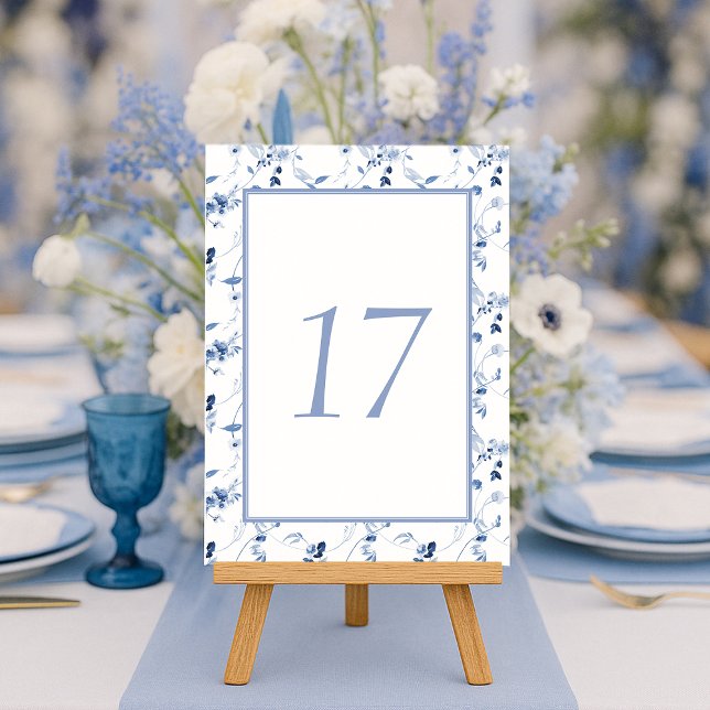 Invitation Dusty Blue Fine Art Floral Wedding Table Number  (Créateur téléchargé)