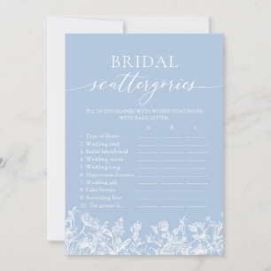 Invitation Dusty Blue Fleur sauvage Bridal Scattergories Jeu