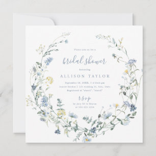 Invitation Dusty Blue Fleur sauvage Rustic Boho Fête des mari