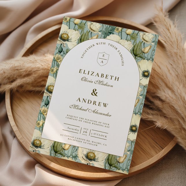 Invitation Dusty Blue Floral Arch Garden Wedding (Créateur téléchargé)