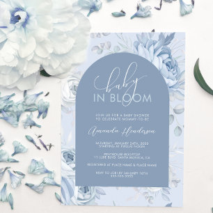 Invitation Dusty Blue Floral Baby dans le Baby shower de fleu