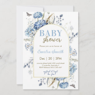 Invitation Dusty Blue Floral Boy Baby shower