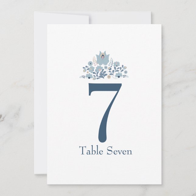 Invitation Dusty Blue Floral Custom Table Number (Devant)