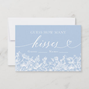 Invitation Dusty Blue Floral Devinez Combien De Baisers Jeu