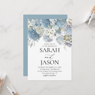 Invitation Dusty Blue Floral Élégant mariage de jardin