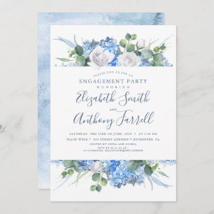Invitation Dusty Blue Floral Green Party