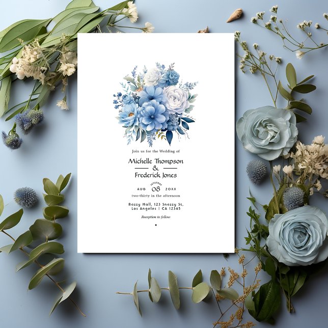 Invitation Dusty Blue Floral Mariage (Créateur téléchargé)