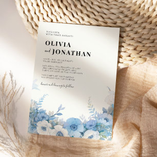 Invitation Dusty Blue Floral Mariage élégant