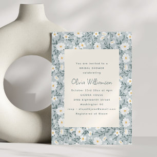 Invitation Dusty Blue Floral Mariage Moderne de Printemps pou