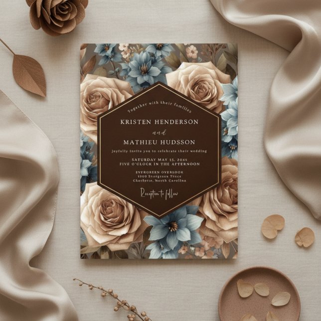 Invitation Dusty Blue Floral Romantic Wedding (Créateur téléchargé)