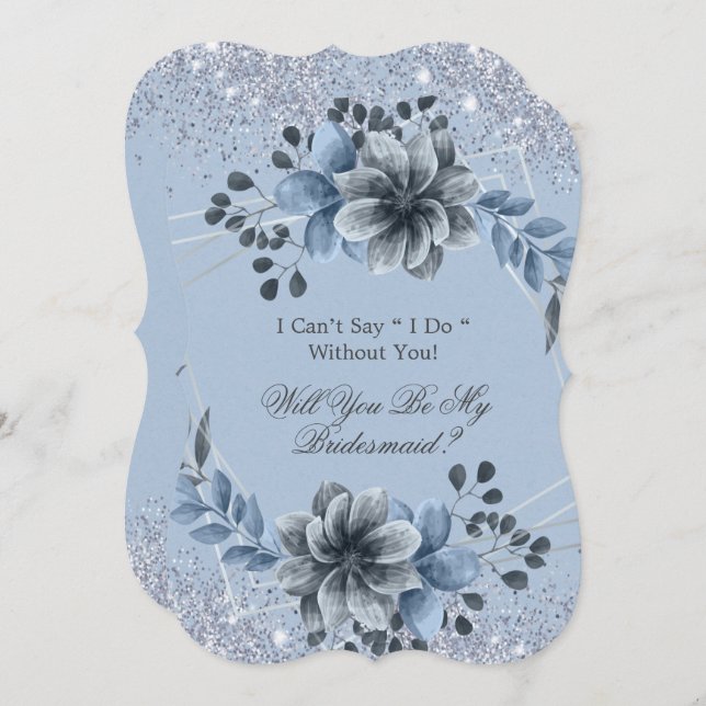 Invitation Dusty Blue Floral Tu Es Ma Femme D'Accueil (Devant / Derrière)