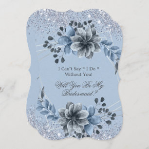 Invitation Dusty Blue Floral Tu Es Ma Femme D'Accueil
