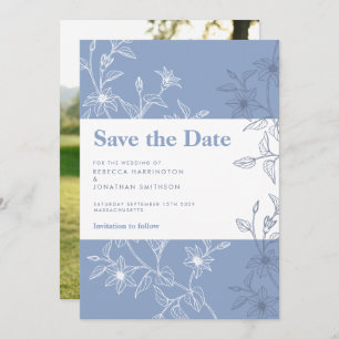 Invitation Dusty Blue Floral Wedding Enregistrer La Date Cart
