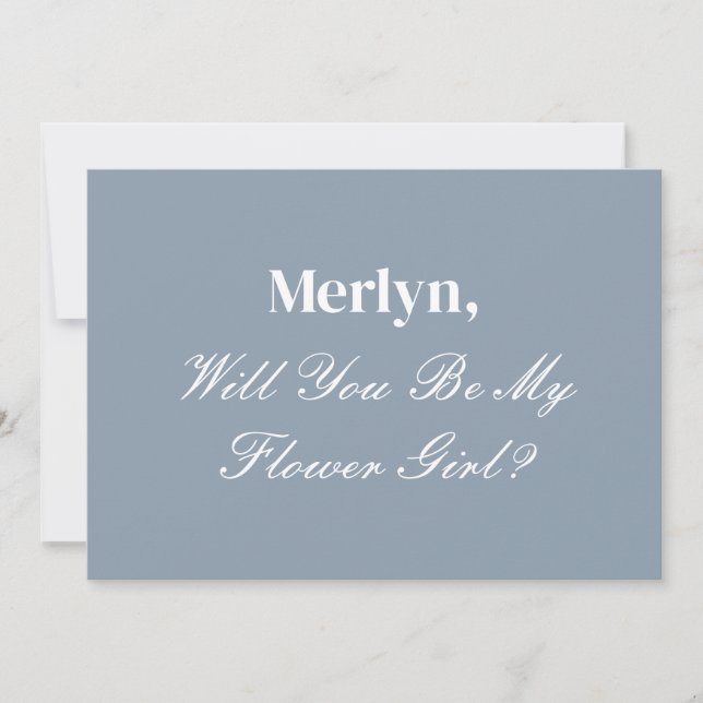 Invitation Dusty Blue Flower Proposition Mariage minimal (Devant)