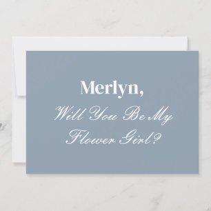 Invitation Dusty Blue Flower Proposition Mariage minimal