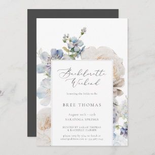 Invitation Dusty Blue Garden Floral Bachelorette Week-end