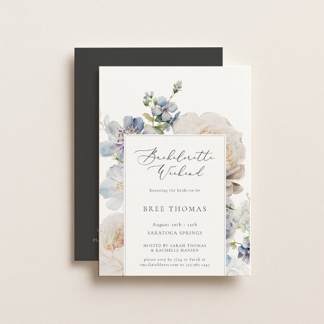 Invitation Dusty Blue Garden Floral Bachelorette Week-end (Créateur téléchargé)