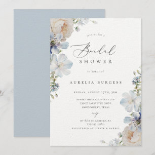 Invitation Dusty Blue Garden Floral Bridal Shower