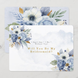 Invitation Dusty Blue Gold Peony Serez-Vous Ma Femme D'Accuei